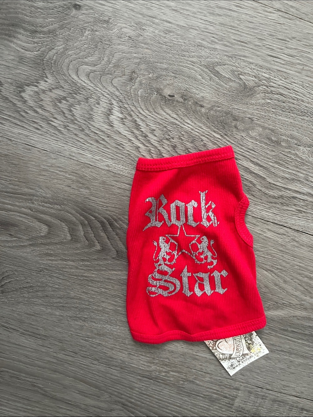 Rock Star Red Dog Tank Top with Silver Graphic